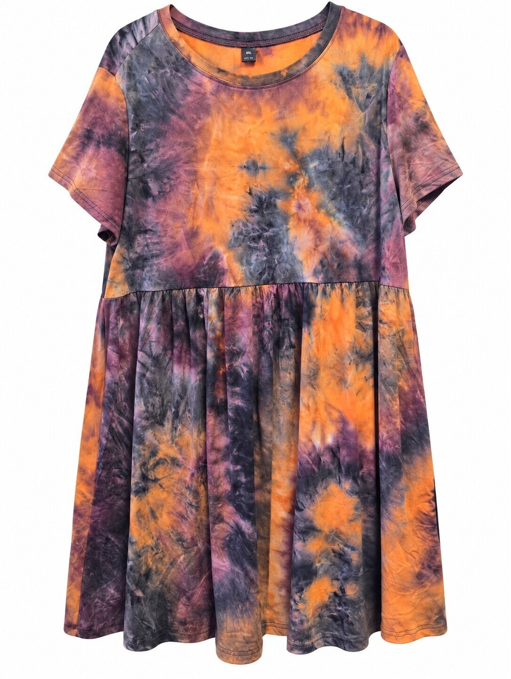 SHEIN Tie-Dye Short Sleeve Babydoll Dress